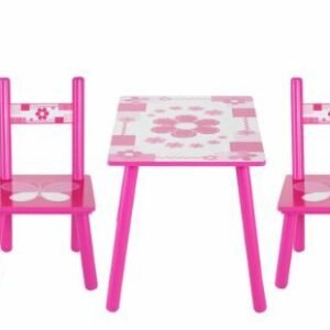 Wooden Flowers Table and Chair Set Kids Childs Studying Painting Home School