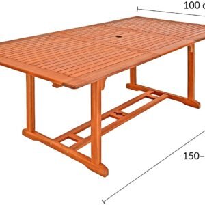Wood Extendable 150-200 cm Weatherproof Garden Patio Table Dining Table