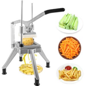 1/4-Inch Stainless Steel Commercial Vegetable Chopper â€“ Manual Machine for Fries, Potato Chips, Onions, Carrots, and Tomatoes