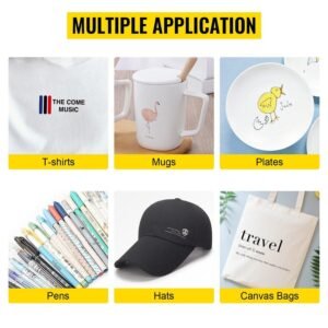 10-in-1 Black Heat Press Sublimation Machine, 12 x 15 Inch with 360° Rotation Swing Away – Ideal for Pens and Mugs