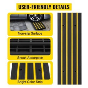 1 & 2 Piece Heavy-Duty Rubber Driveway Curb Ramp – Durable Threshold Ramp for Cars, Trucks, SUVs – Smooth Access & Protection Against Curb Damage