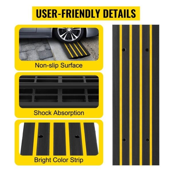 1 & 2 Piece Heavy-Duty Rubber Driveway Curb Ramp – Durable Threshold Ramp for Cars, Trucks, SUVs – Smooth Access & Protection Against Curb Damage - Image 7