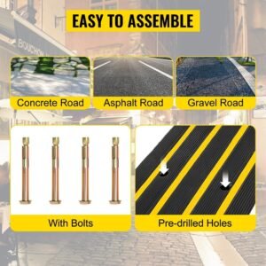 1 & 2 Piece Heavy-Duty Rubber Driveway Curb Ramp – Durable Threshold Ramp for Cars, Trucks, SUVs – Smooth Access & Protection Against Curb Damage
