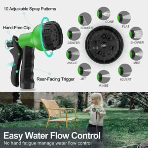 100ft Stainless Steel Garden Hose Pipe – Heavy-Duty Metal Water Hose with 2 Spray Nozzles for Yard and Outdoor Use