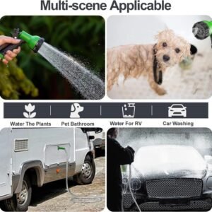 100ft Stainless Steel Garden Hose Pipe – Heavy-Duty Metal Water Hose with 2 Spray Nozzles for Yard and Outdoor Use