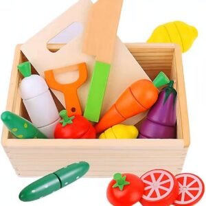 Wooden Kitchen Cut Food Kids Toy, Fruits and Vegetables Magnetic Toy