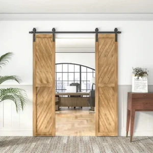 10FT Sliding Barn Door Hardware Kit – Double Door J-Style Track & Roller System with Full Accessory Set