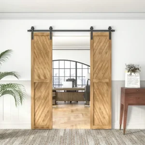 10FT Sliding Barn Door Hardware Kit – Double Door J-Style Track & Roller System with Full Accessory Set