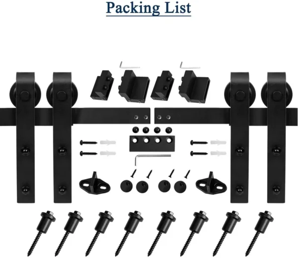 10FT Sliding Barn Door Hardware Kit – Double Door J-Style Track & Roller System with Full Accessory Set - Image 26