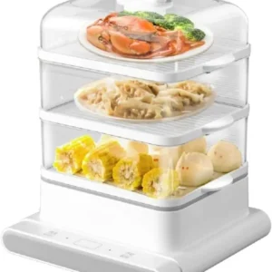 12L 3-Layer Electric Steamer – Intelligent Food Steaming with Auto Shut-Off & Anti-Dry Safety System