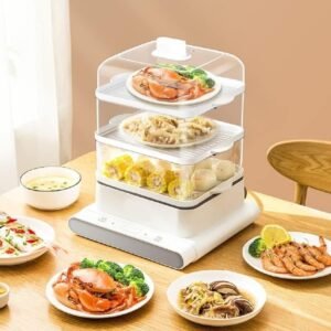 12L 3-Layer Electric Steamer – Intelligent Food Steaming with Auto Shut-Off & Anti-Dry Safety System
