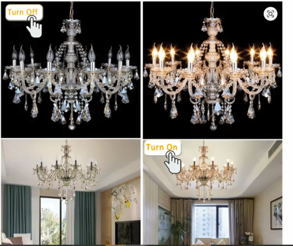 "10-Light Modern Crystal Glass Chandelier – Cognac Color Hanging Ceiling Light Fixture for Wedding & Event Decor - Image 8