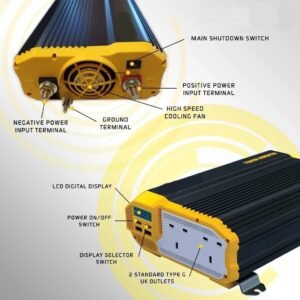 1100W 12V to 230V Power Inverter – Modified Sine Wave DC to AC Converter with AC Outlets & Installation Kit