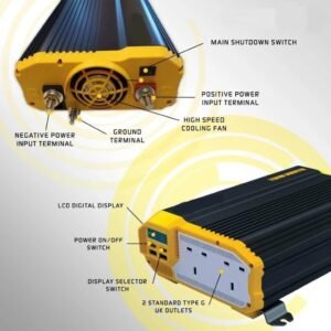 1100W 12V to 230V Power Inverter – Modified Sine Wave DC to AC Converter with AC Outlets & Installation Kit
