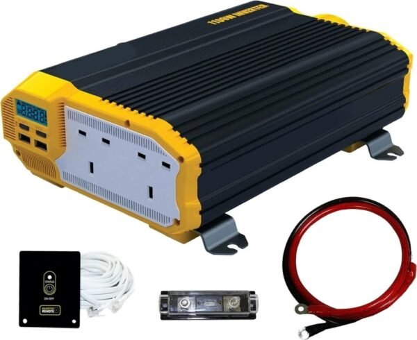 1100W 12V to 230V Power Inverter – Modified Sine Wave DC to AC Converter with AC Outlets & Installation Kit - Image 4