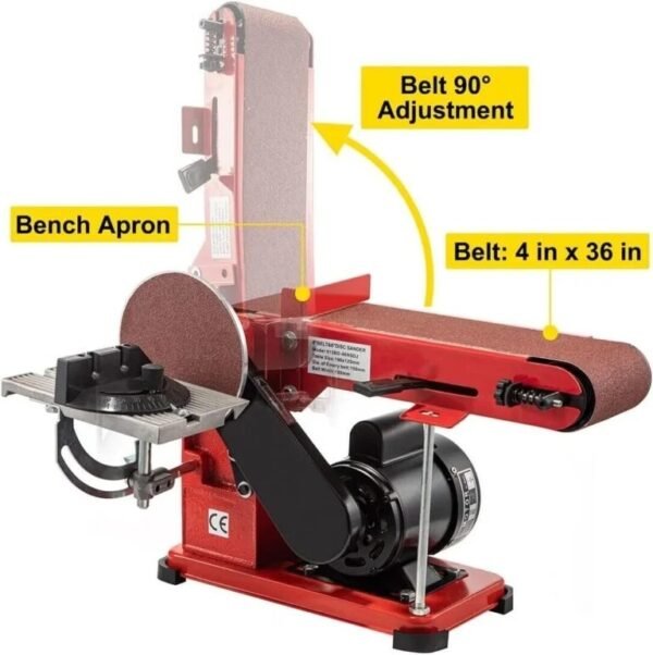 1420 r/min Adjustable Electric Bench Belt Sander  4 x 36 with 6 Disc Includes 4 Rubber Foot Pads & Combo - Image 2