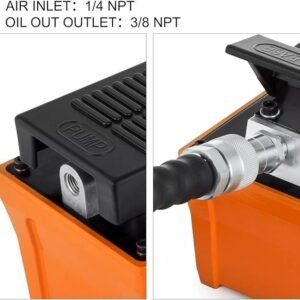 10000 PSI Air Hydraulic Foot Pump with 2.3L Reservoir Hose  Spray Gun Adjustable 700 kgcm Pressure Range 0.71 Heavy  Duty Industrial Pump for Lifting, Moving  Machinery Upgrades