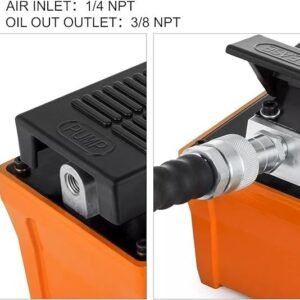 10000 PSI Air Hydraulic Foot Pump with 2.3L Reservoir Hose  Spray Gun Adjustable 700 kgcm Pressure Range 0.71 Heavy  Duty Industrial Pump for Lifting, Moving  Machinery Upgrades
