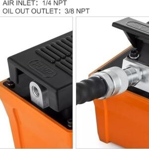 10000 PSI Air Hydraulic Foot Pump with 2.3L Reservoir Hose  Spray Gun Adjustable 700 kgcm Pressure Range 0.71 Heavy  Duty Industrial Pump for Lifting, Moving  Machinery Upgrades