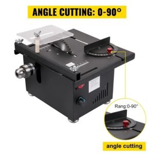 "150W Mini Table Saw, 10,000RPM Portable Cutting Machine with Stepless Speed, 0–90° Angle, 1.3in Depth – Compact DIY Tool for Wood, Metal, Plastic"
