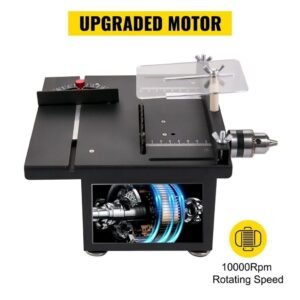 "150W Mini Table Saw, 10,000RPM Portable Cutting Machine with Stepless Speed, 0–90° Angle, 1.3in Depth – Compact DIY Tool for Wood, Metal, Plastic"
