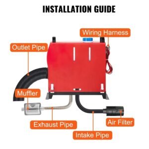 12V Diesel Air Heater with LCD switch and remote control provides fast, efficient heating with 1 air outlet. Perfect for RVs, trucks, buses, cars, SUVs, and caravans.