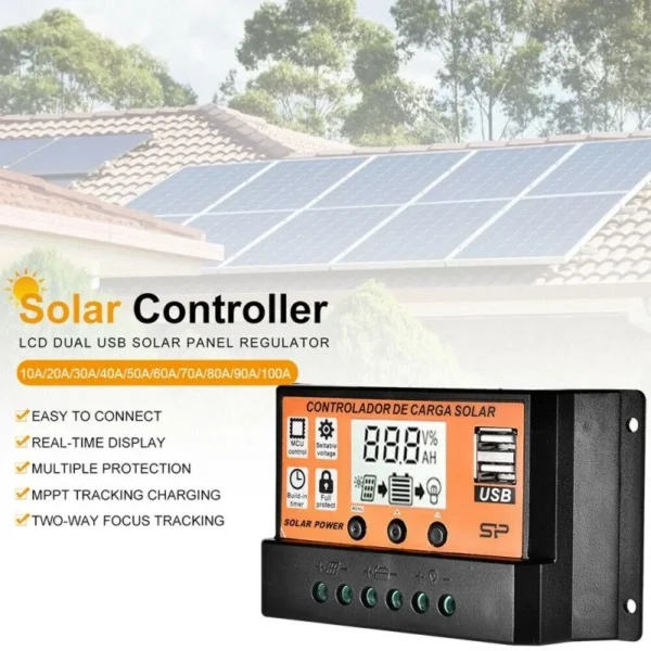 12V/24V Solar Charge Controller 10A–100A | Auto Battery Charger with Dual USB Ports - Image 6